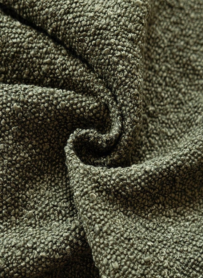 Foindtower Decorative Textured Boucle Throw Pillow Covers Accent Solid Pillow Cases Neutral Soft Cozy Couch Cushion Case for Chair Sofa Bedroom Living Room Home Decor 22x22 Inch,1PC,Moss Green - Image 3